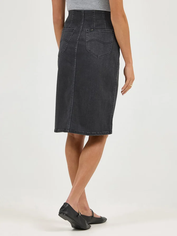 Women's High Rise Front Slit Pull On Skirt - Image 3