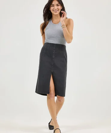 Women's High Rise Front Slit Pull On Skirt