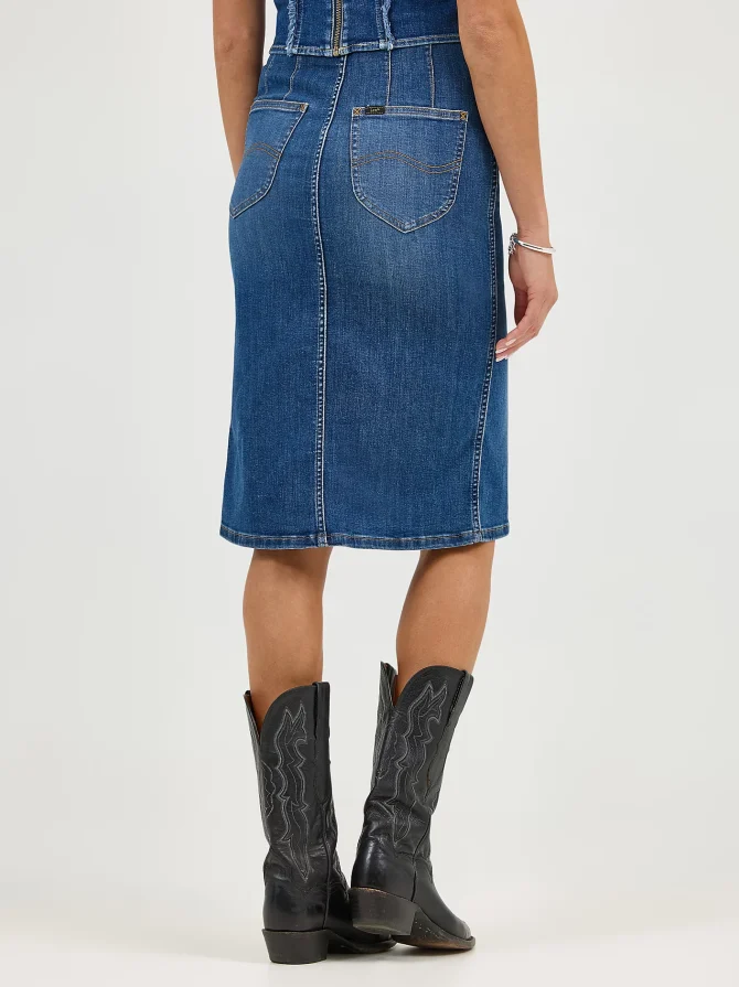 Women's High Rise Front Slit Pull On Skirt - Image 3