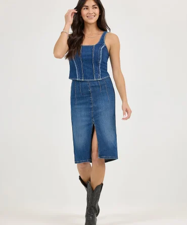 Women's High Rise Front Slit Pull On Skirt