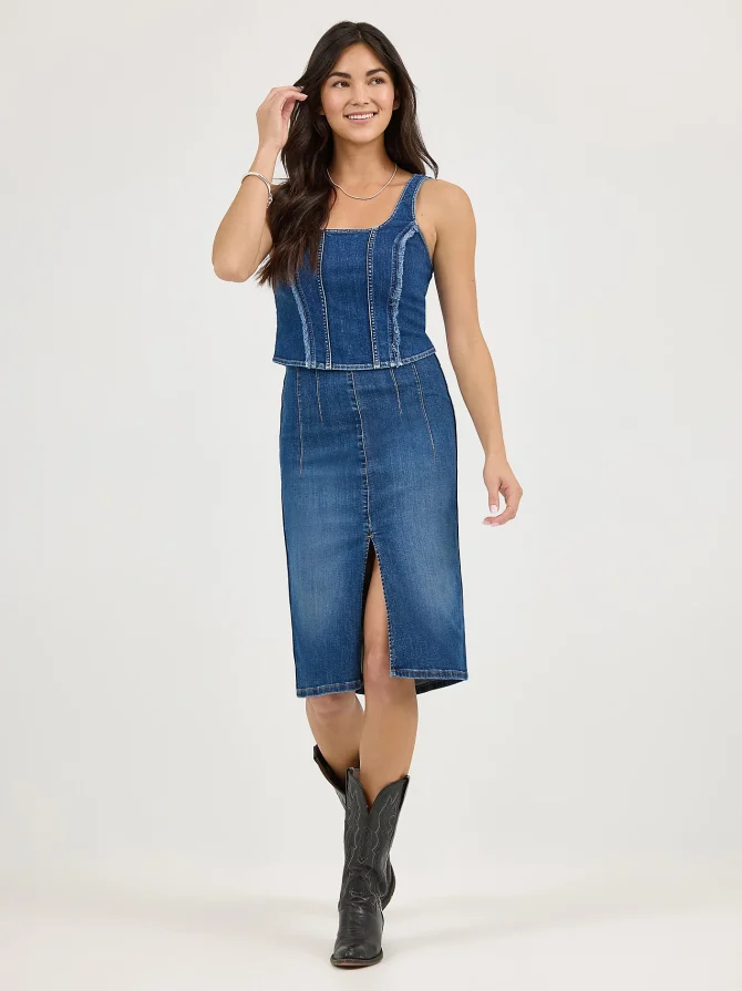 Women's High Rise Front Slit Pull On Skirt