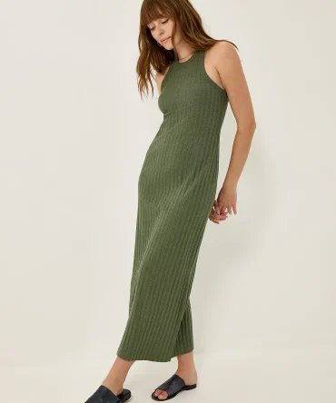 Women's High Neck Midi Tank Dress
