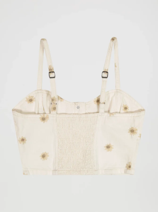 Women's Daisy Embroidered Seamed Denim Tank - Image 7