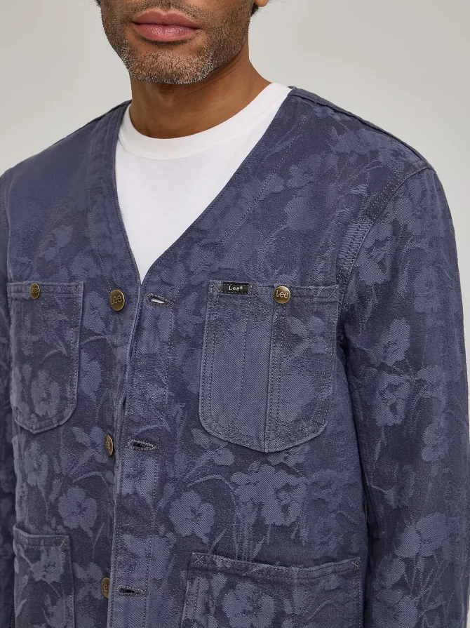 Men's Lee® x Paul Smith Jacquard Collarless Chore Coat - Image 6