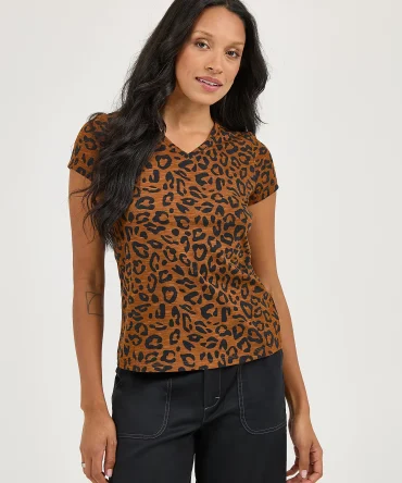 Women's Basic V-Neck Print Tee