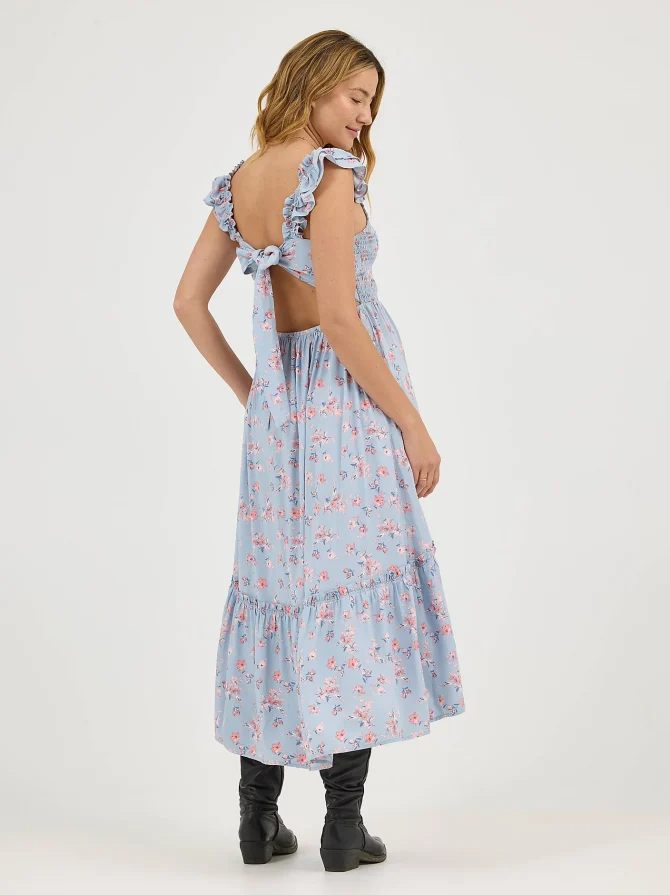 Women's Floral Print Backless Babydoll Dress - Image 2