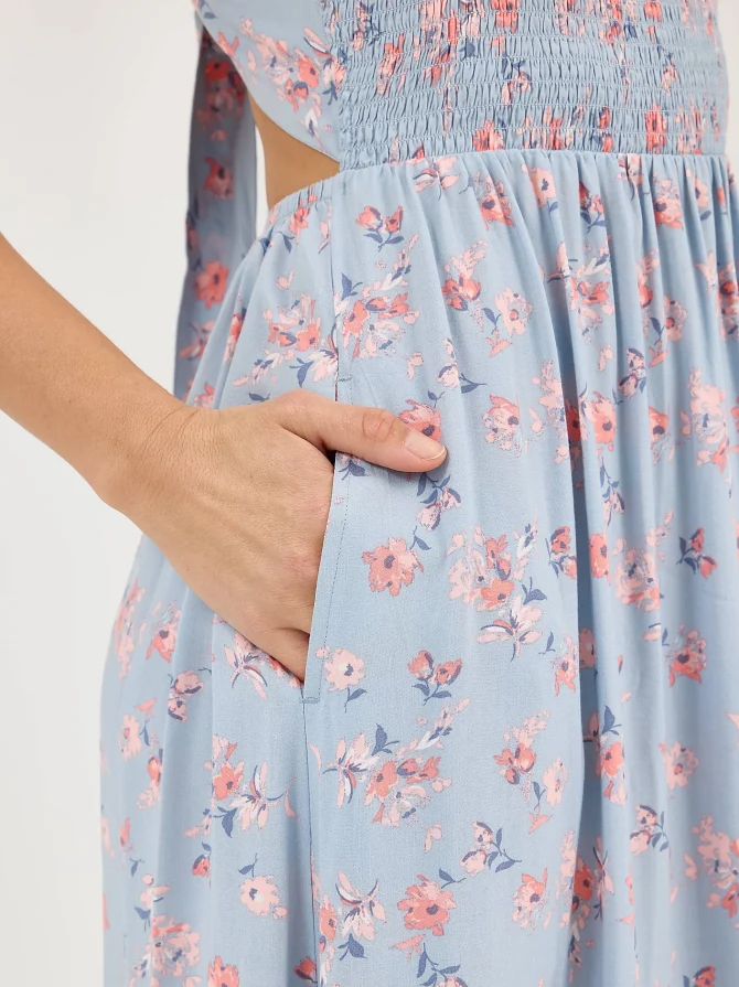 Women's Floral Print Backless Babydoll Dress - Image 6