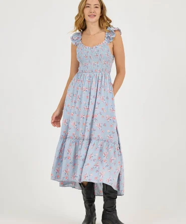 Women's Floral Print Backless Babydoll Dress
