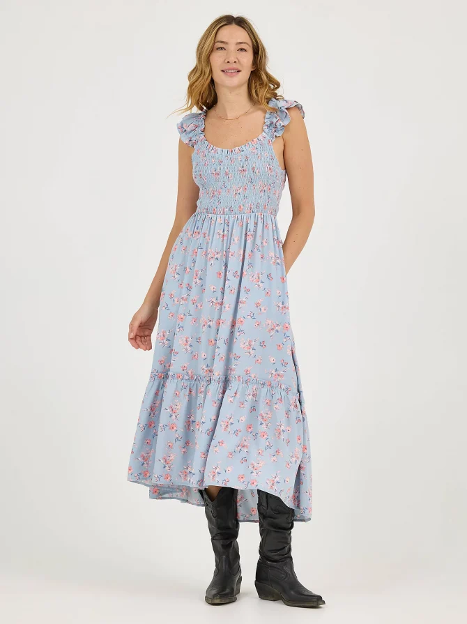 Women's Floral Print Backless Babydoll Dress