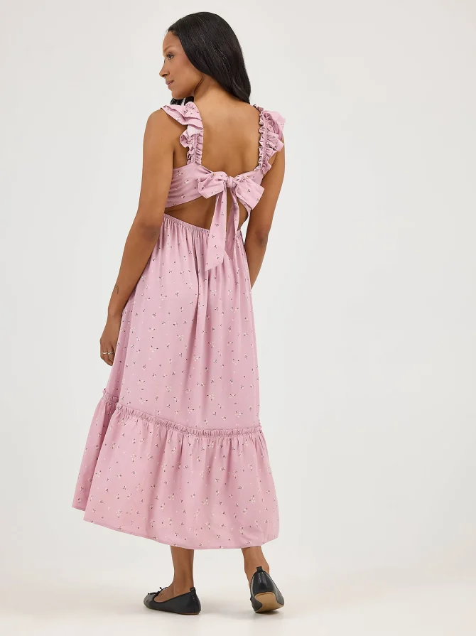 Women's Floral Print Backless Babydoll Dress - Image 2