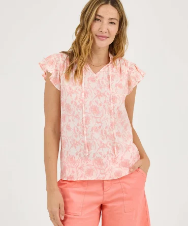 Women's Flutter Sleeve Print Blouse