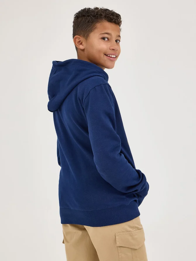 Boy's Popover Fleece Logo Hoodie - Image 2