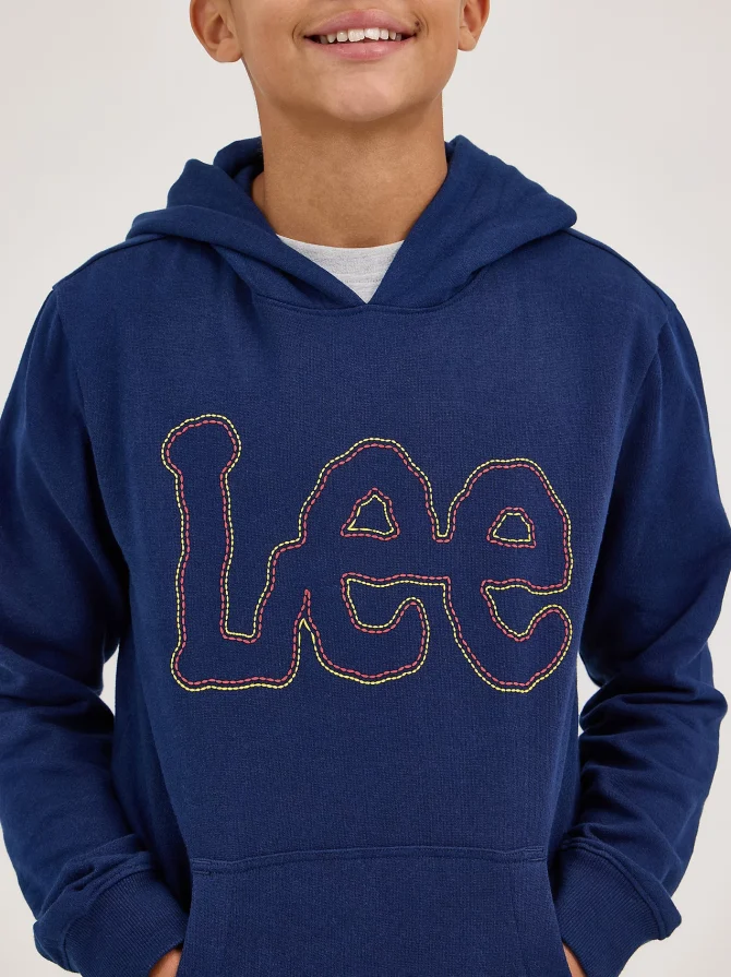 Boy's Popover Fleece Logo Hoodie - Image 3