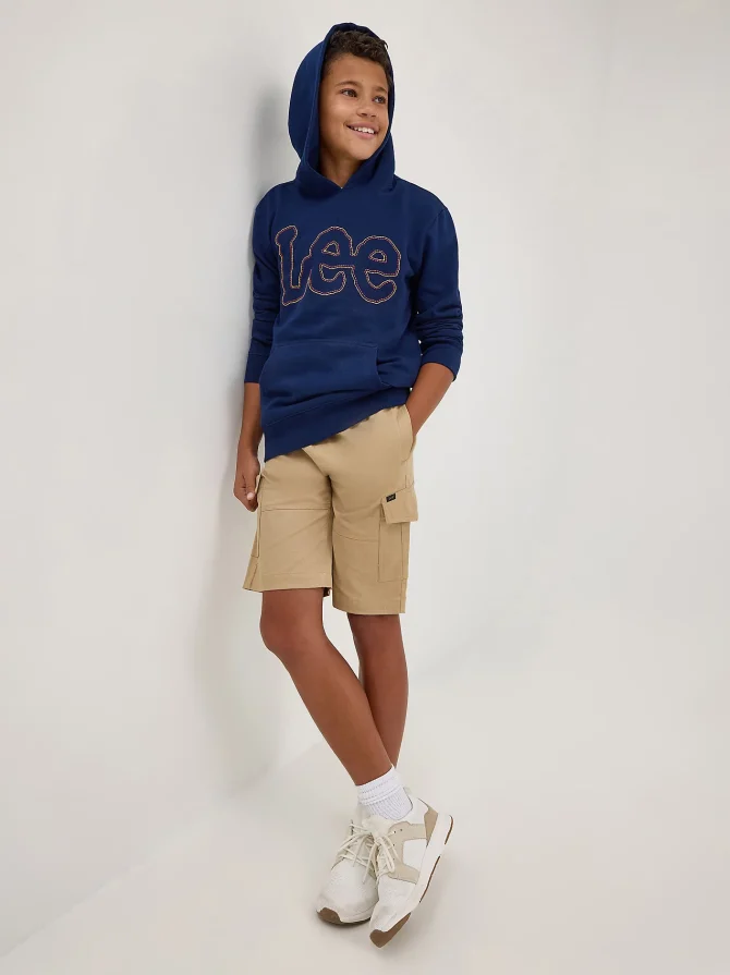 Boy's Popover Fleece Logo Hoodie - Image 4