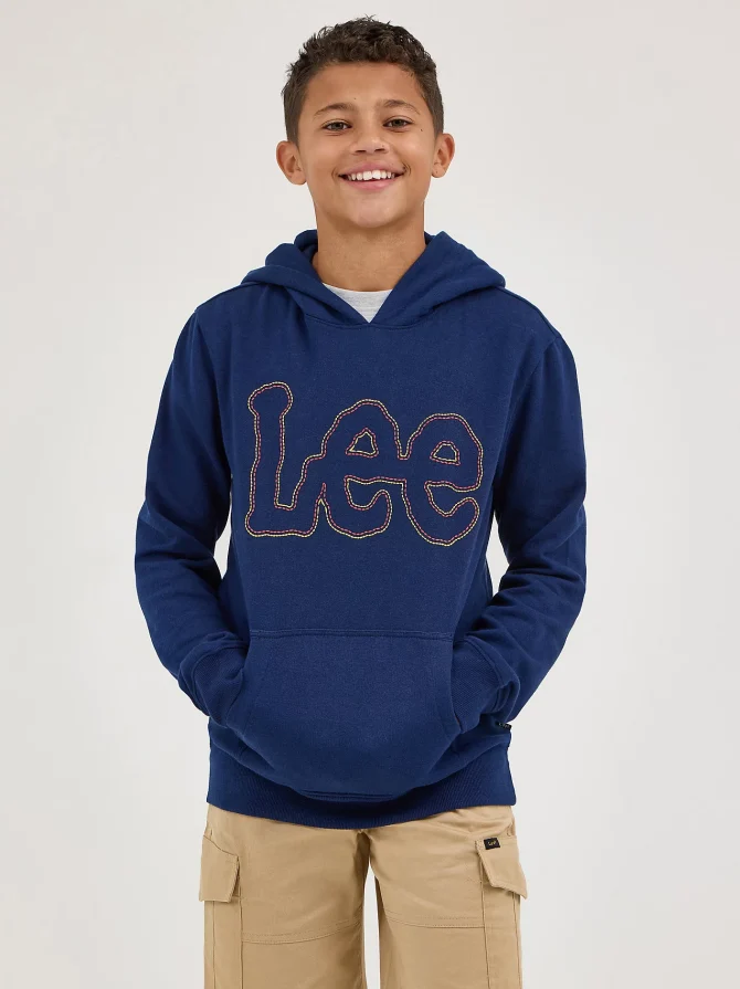 Boy's Popover Fleece Logo Hoodie