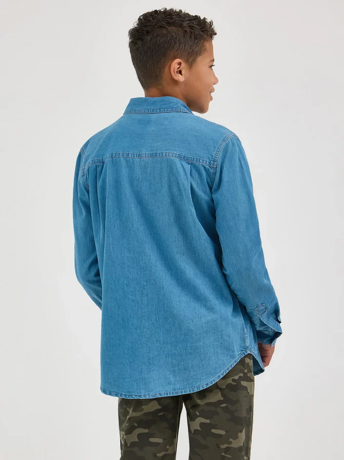 Boy's Western Denim Button Down Shirt - Image 2