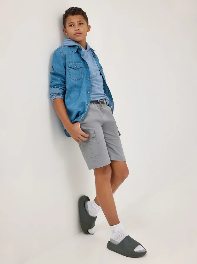 Boy's Rib Stretch Pull On Cargo Short - Image 7