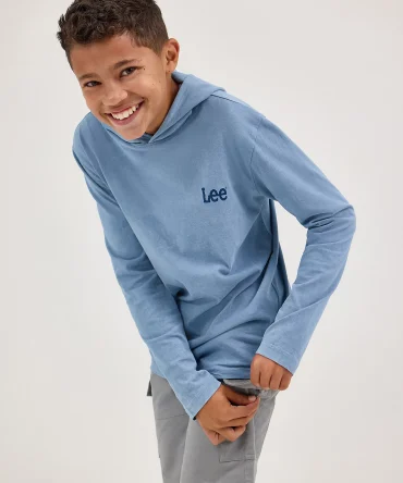 Boy's Oil Wash Hooded Jersey Logo Tee