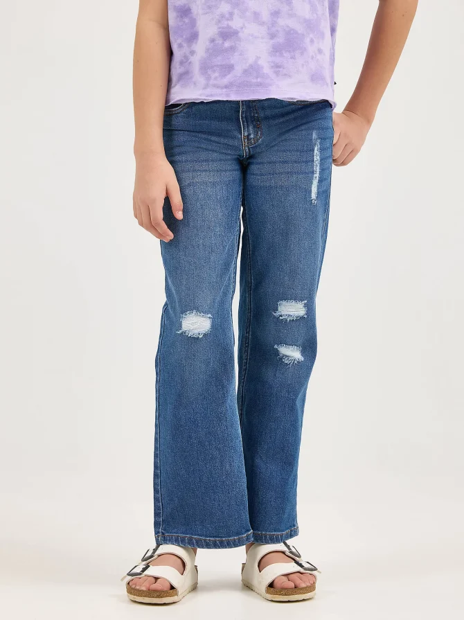 Girl's Distressed Wide Leg Jean - Image 2