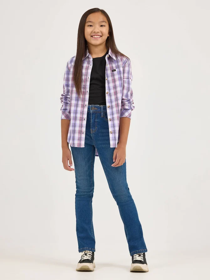 Girl's Plaid Button Down Shirt - Image 4