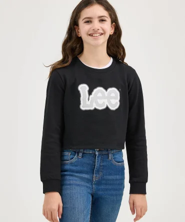 Girl's Crop Logo Crewneck