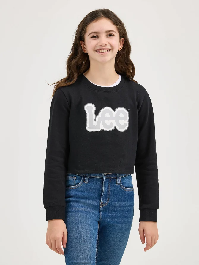 Girl's Crop Logo Crewneck