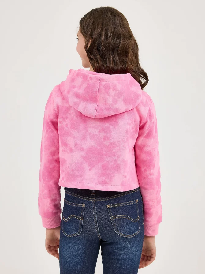 Girl's Tie Dye Crop Logo Hoodie - Image 2
