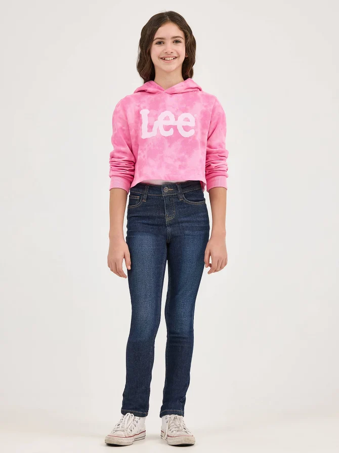 Girl's Tie Dye Crop Logo Hoodie - Image 4