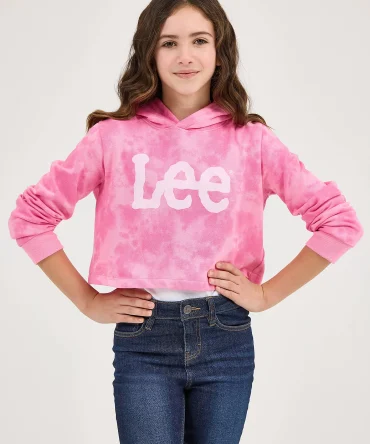 Girl's Tie Dye Crop Logo Hoodie