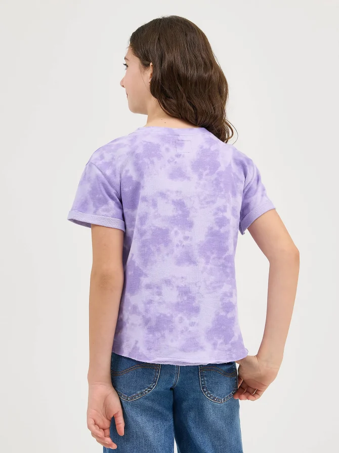 Girl's Short Sleeve Tie Dye French Terry Crop Sweatshirt - Image 2