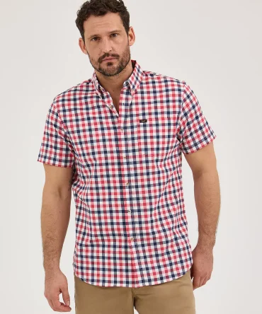 Men's One Pocket Plaid Button Down Shirt