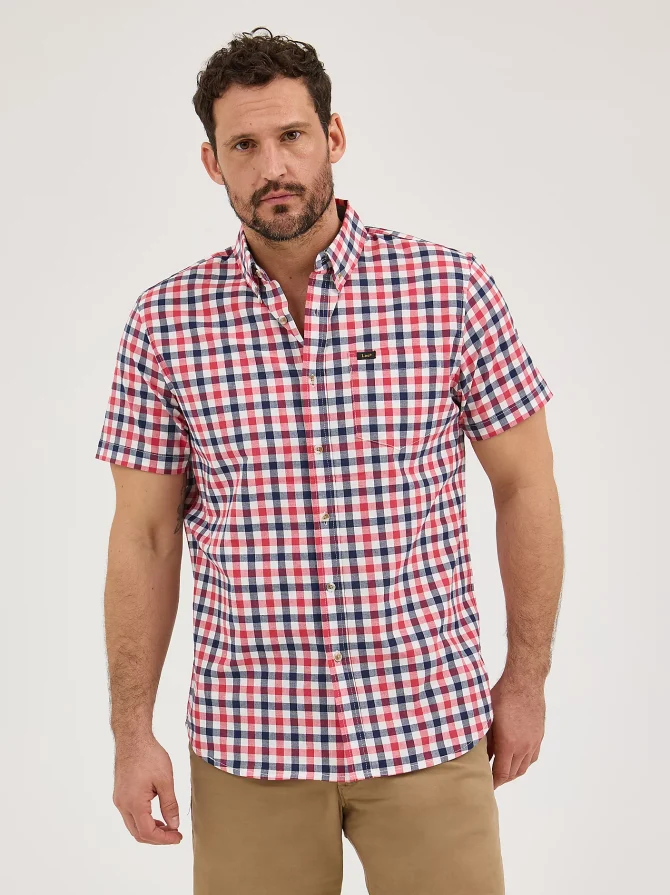 Men's One Pocket Plaid Button Down Shirt