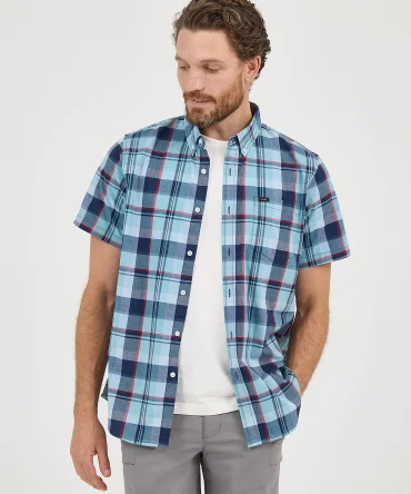 Men's One Pocket Plaid Button Down Shirt