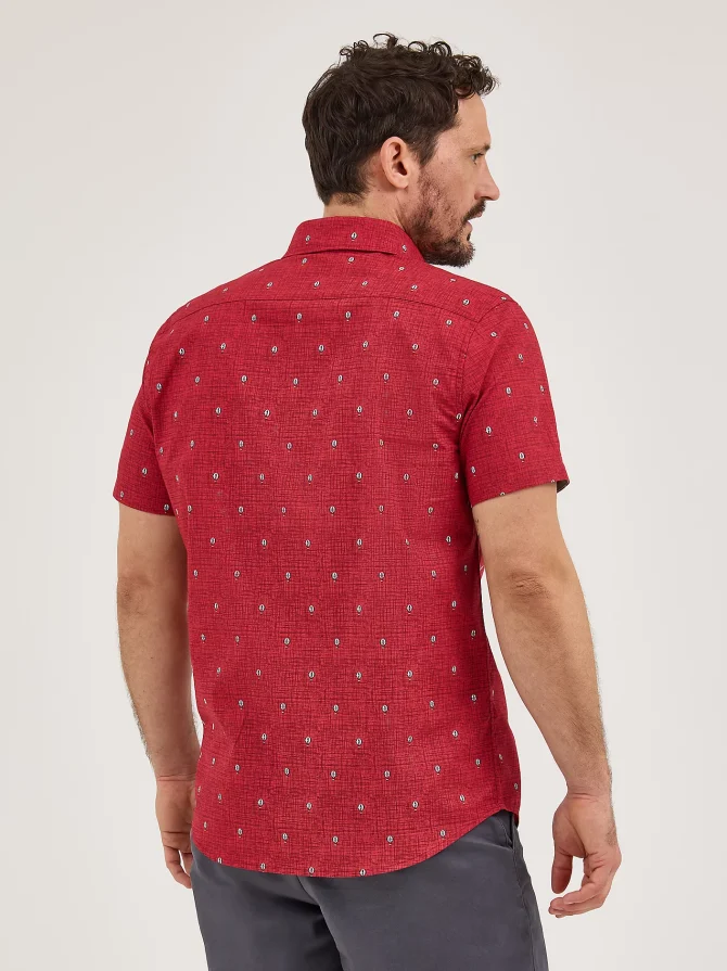 Men's Short Sleeve Stretch Print Button Down Shirt - Image 2