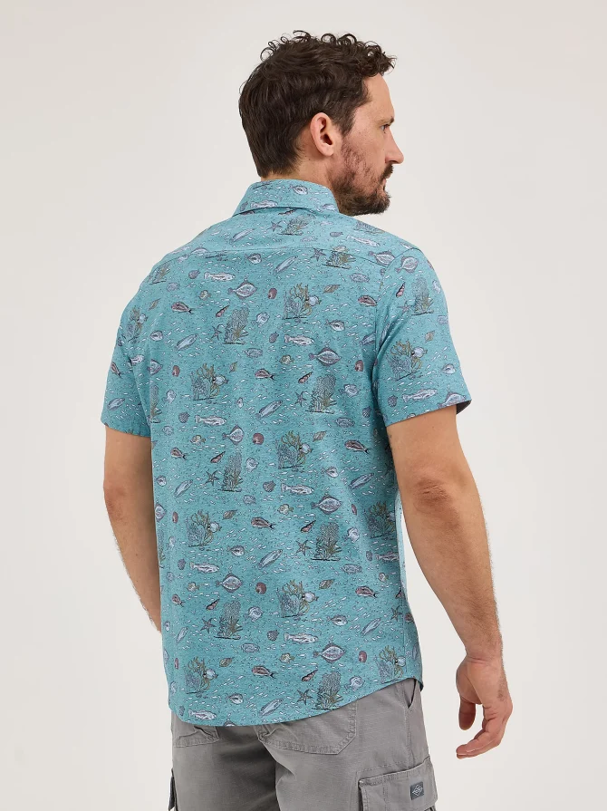 Men's Short Sleeve Print Button Down Shirt - Image 2