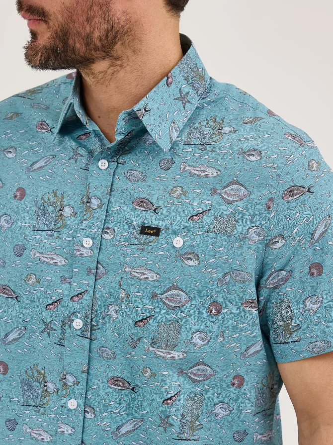 Men's Short Sleeve Print Button Down Shirt - Image 3