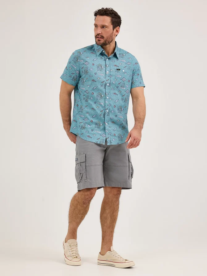 Men's Short Sleeve Print Button Down Shirt - Image 4