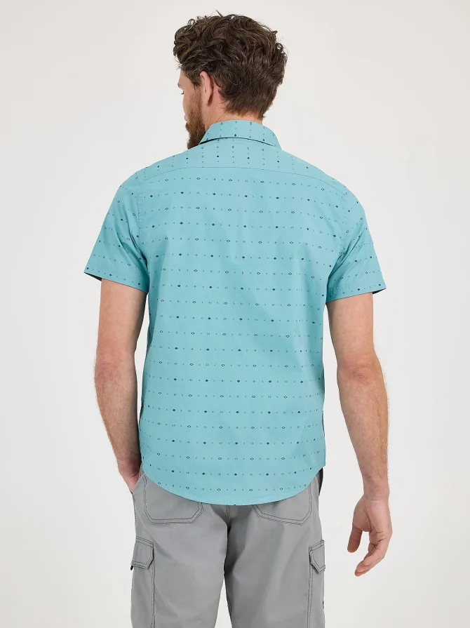 Men's Short Sleeve Stretch Print Button Down Shirt - Image 2