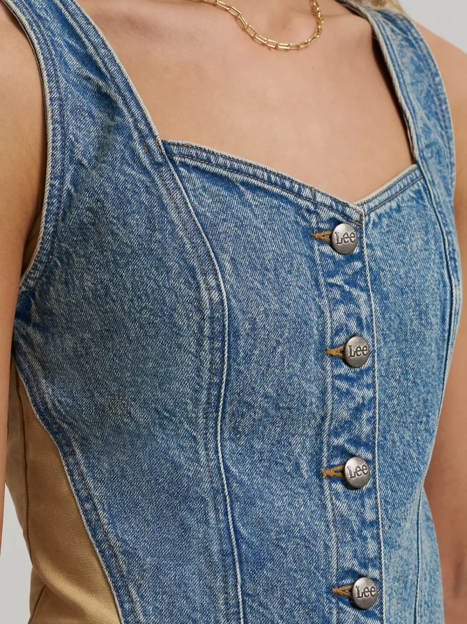 Women's Back Buckle Denim Tank - Image 4