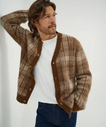 Men's Plaid Cardigan Sweater