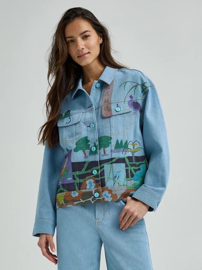 Women's Lee® x Ruohan Wang Rose Garden Print Denim Rider™ Jacket - Image 2