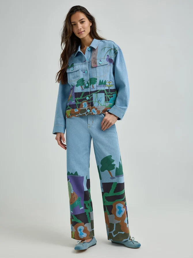 Women's Lee® x Ruohan Wang Rose Garden Print Denim Rider™ Jacket - Image 3
