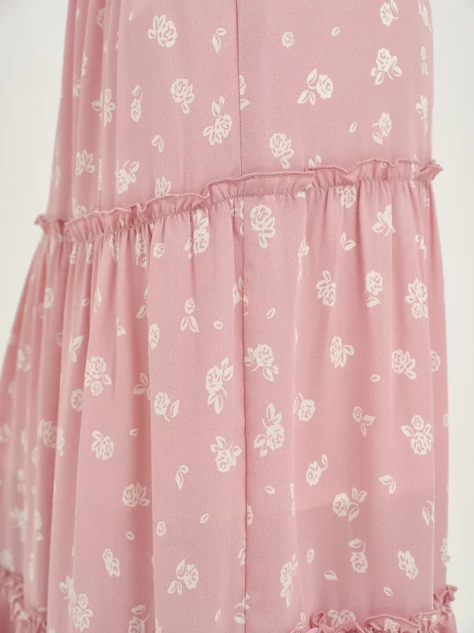 Women's Long Tiered Floral Skirt - Image 5