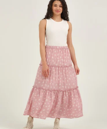 Women's Long Tiered Floral Skirt
