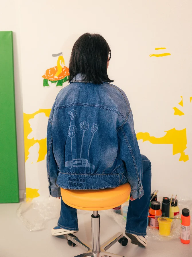 Women's Lee® x Ruohan Wang Relaxed Floral Denim Rider™ Jacket - Image 4