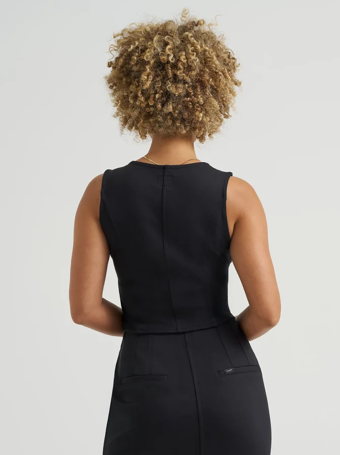 Women's Knit Button Down Vest - Image 2
