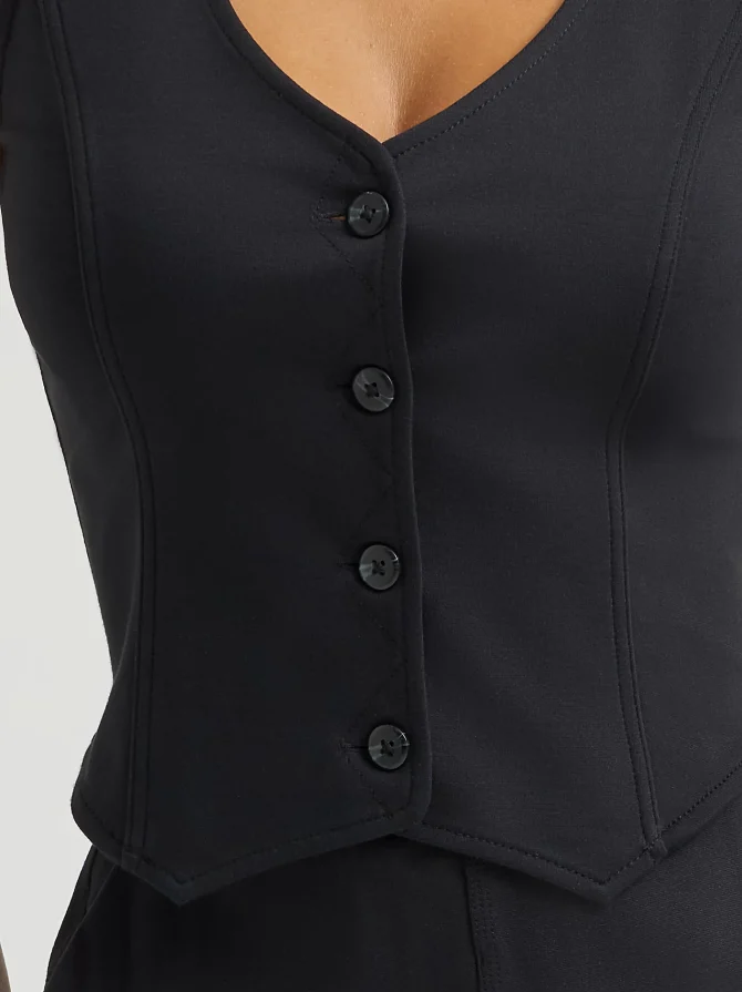 Women's Knit Button Down Vest - Image 4