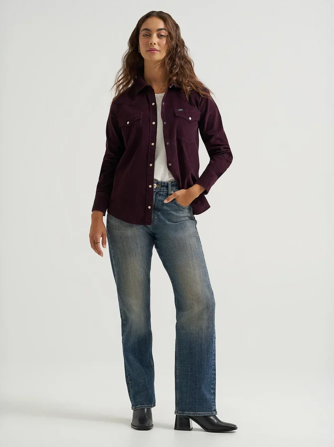 Women's Corduroy Western Snap Front Shirt - Image 2