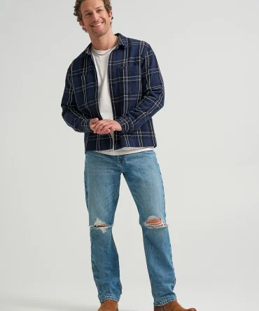 Men's Distressed 100% Cotton Relaxed Straight Jean