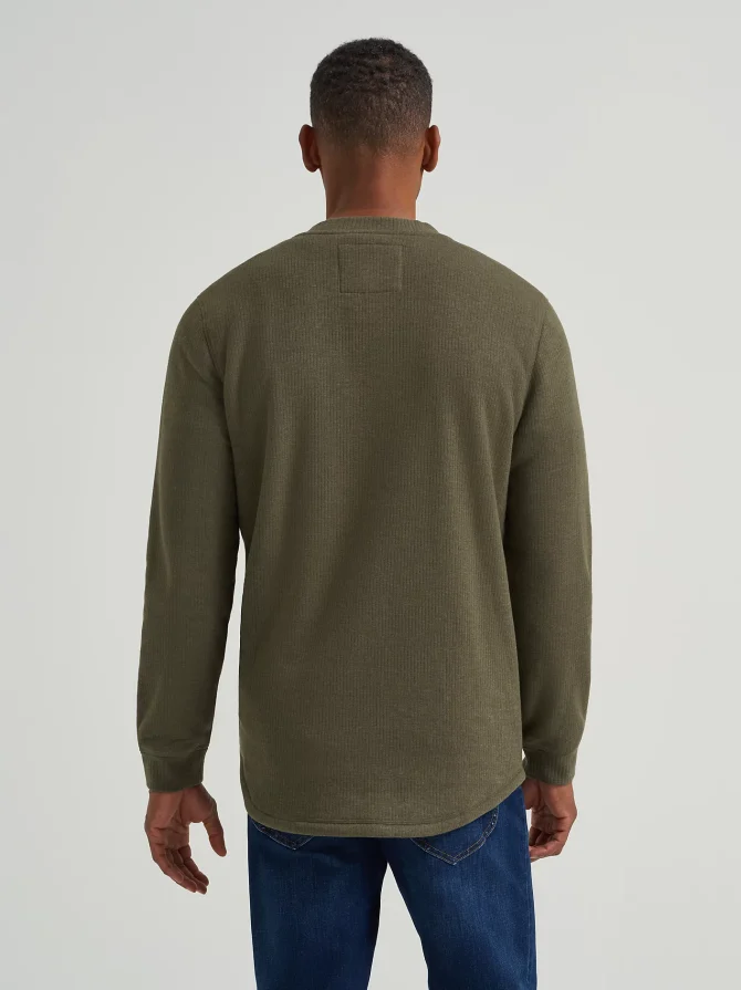 Men's Drop Needle Sherpa Lined Henley - Image 2